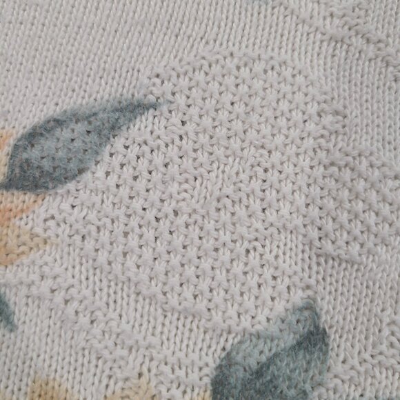 VINTAGE 1990s Denim Republic Sunflower Short Sleeve Cropped Textured Sweater Sz. - Picture 3 of 5